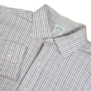 Brooks Brothers Regent Men's 15 1/2-34 Purple Grid Check Plaid Button Up Shirt